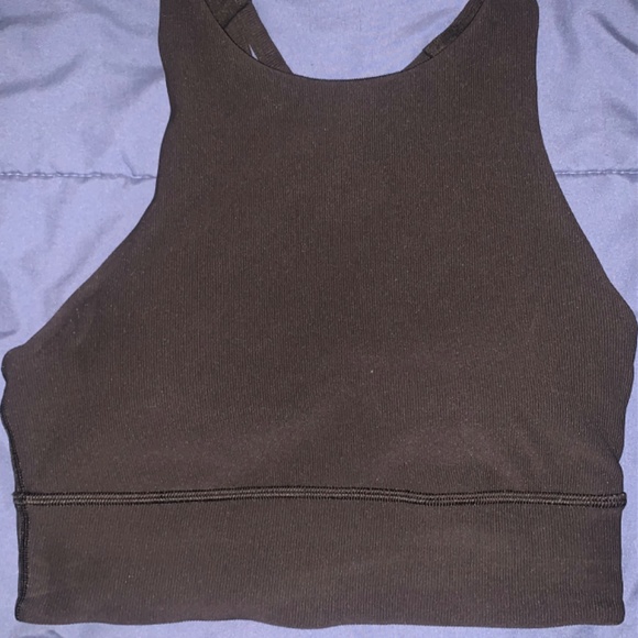 Lulu lemon black ribbed luxtreme high- neck energy bra - Picture 2 of 3